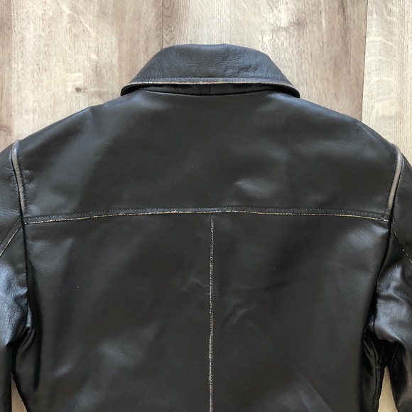 Leather Biker Jacket, Skotts, Vintage, Moto Jacket, Black, Distressed, Size S - Picture 10 of 16